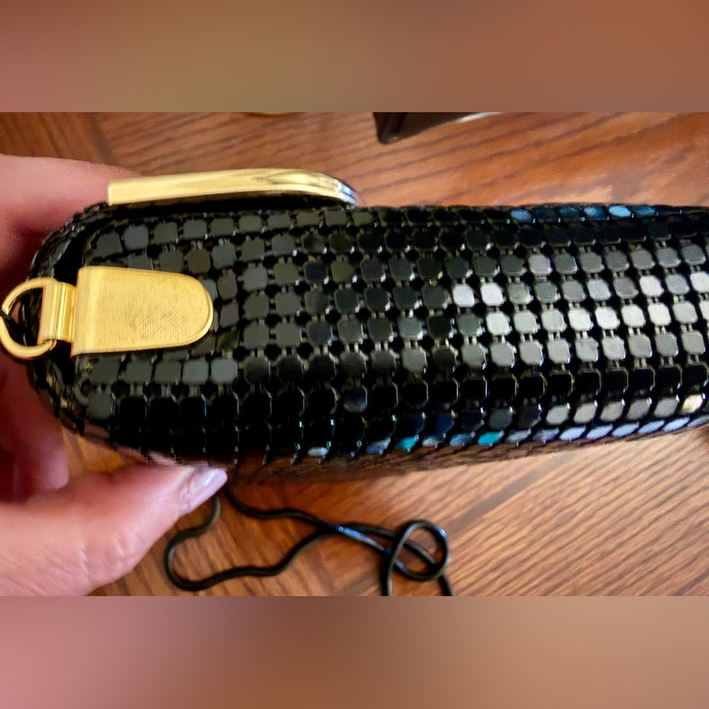 Vintage Black Sequin Evening Shoulder Bag/ Clutch with Gold Trim - Picture 4 of 12